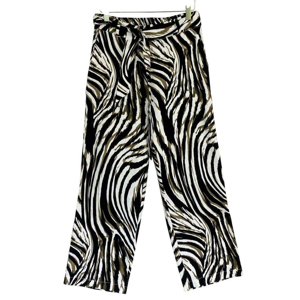 Joseph Ribkoff Culotte Pants Womens 6 Animal Print Neutral Pull On Crop 27"L NEW